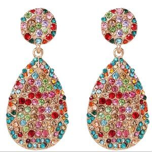 Multi Color Crystal Oval Drop Earrings NWT